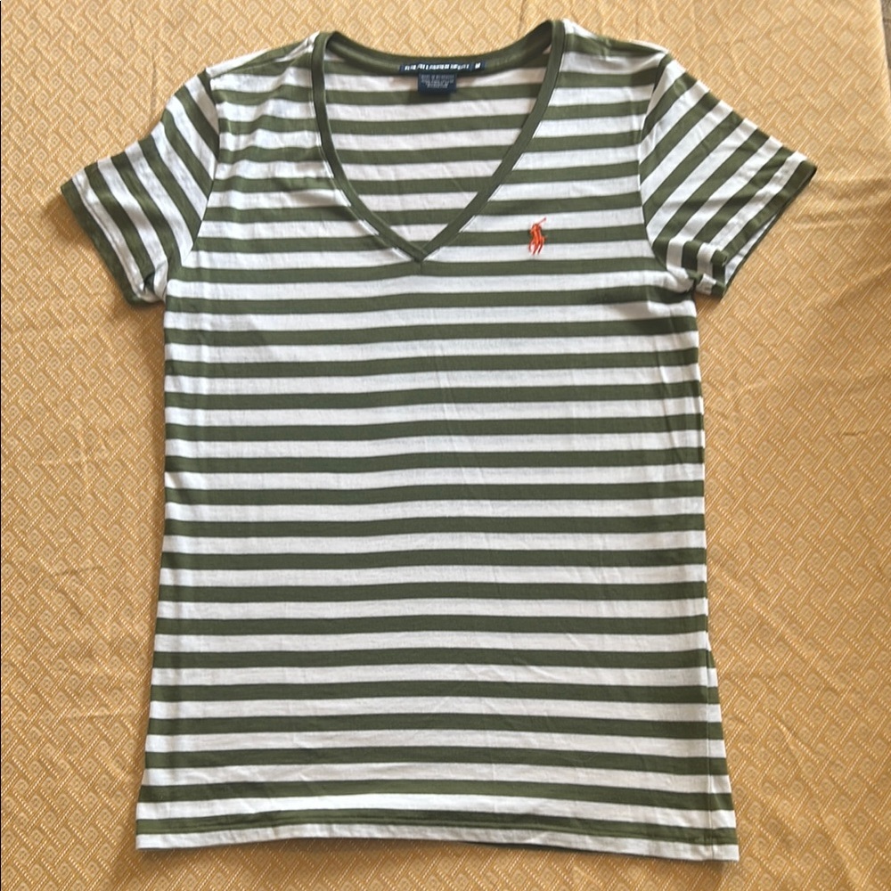 🧡4/$20🧡 Ralph Lauren White and Green Short Sleeve Tee